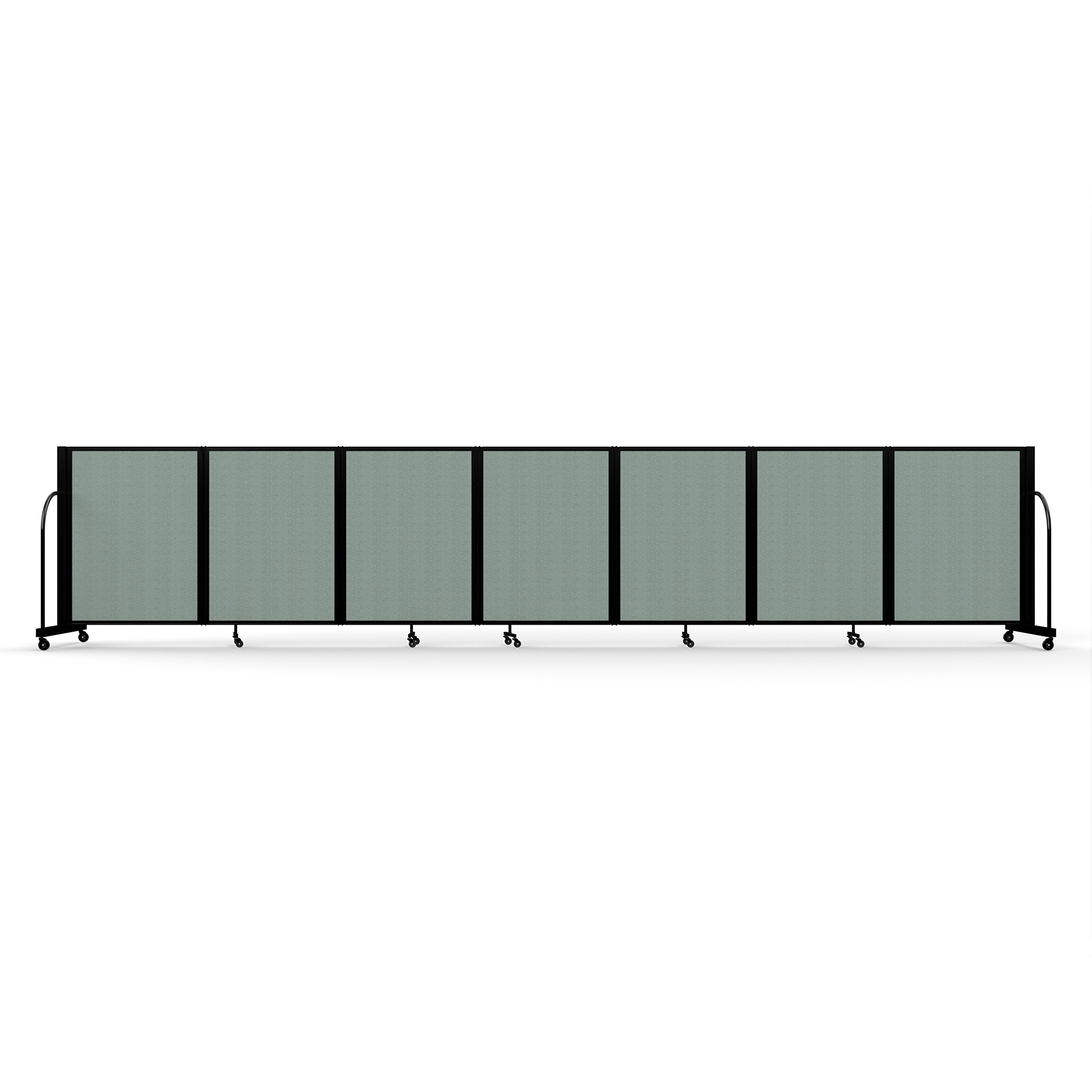 Screenflex Full Motion Divider, 4' x 19'7", Black Frame, Sea Green